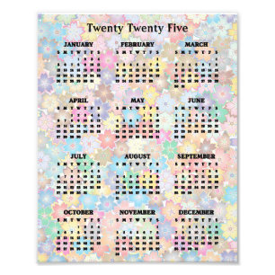 Colourful Floral Design 2025 Calendar Poster