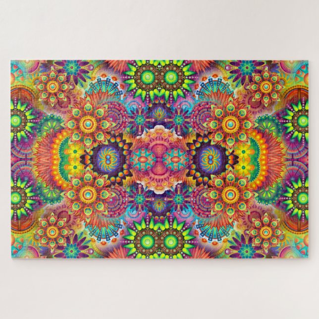 Colourful Floral Design Bouquet Mandala Jigsaw Puzzle (Horizontal)