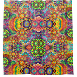 Colourful Floral Design Bouquet Mandala Pattern Shower Curtain