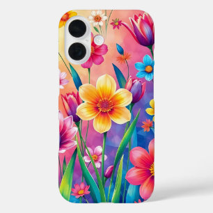 Colourful Floral Design iPhone 16 Case