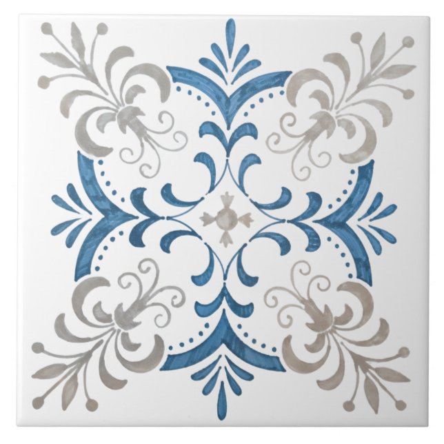 Colourful floral design ceramic tile (Front)