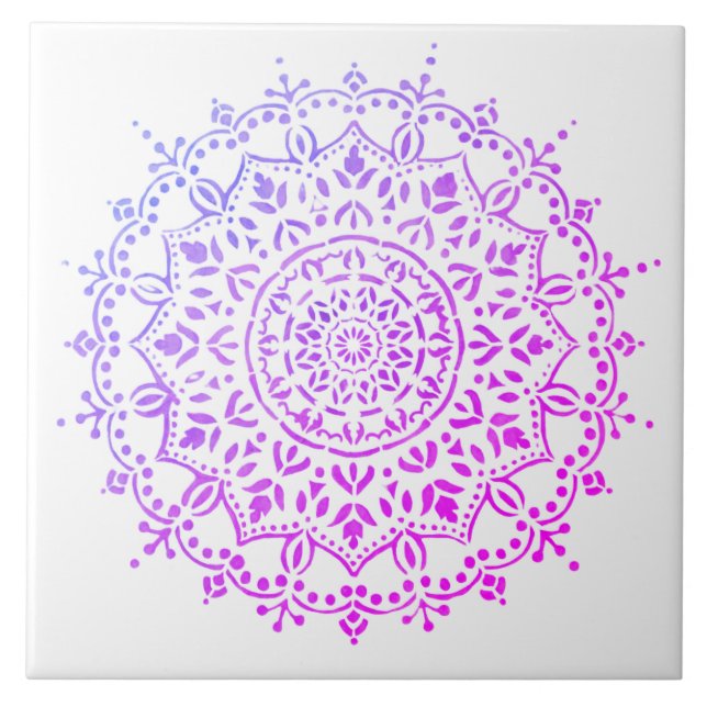 Colourful floral design ceramic tile (Front)