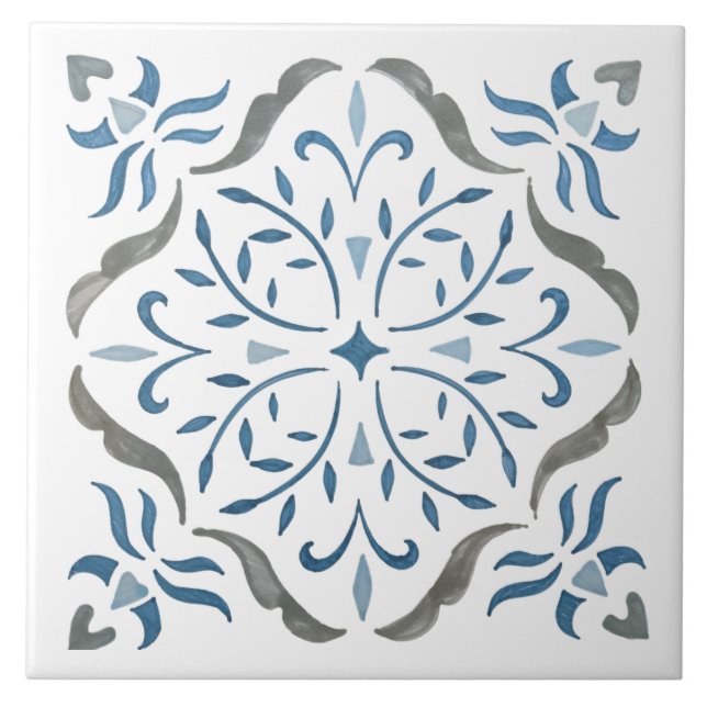 Colourful floral design ceramic tile (Front)