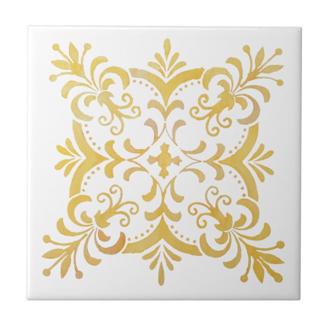 Colourful floral design ceramic tile (Front)