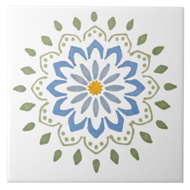 Colourful floral design ceramic tile (Front)