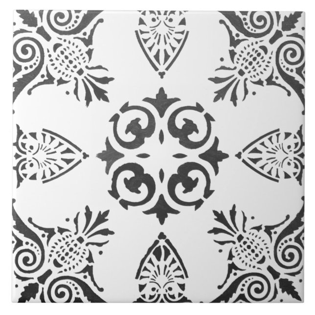 Colourful floral design ceramic tile (Front)