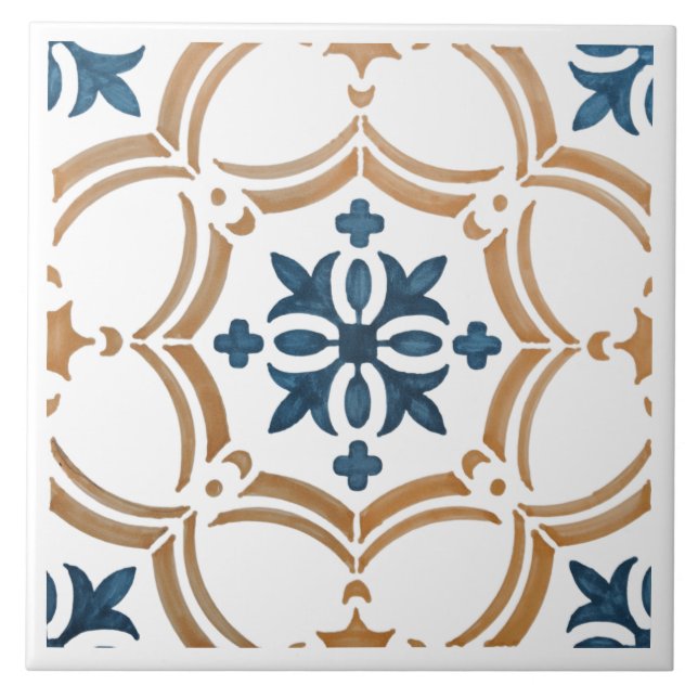 Colourful floral design ceramic tile (Front)