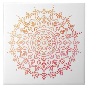 Colourful floral design ceramic tile