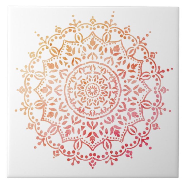 Colourful floral design ceramic tile (Front)