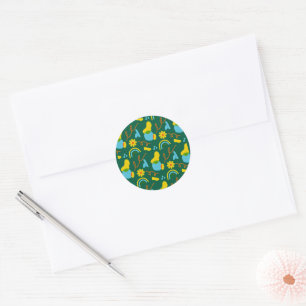 colourful floral design classic round sticker