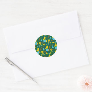 colourful floral design classic round sticker