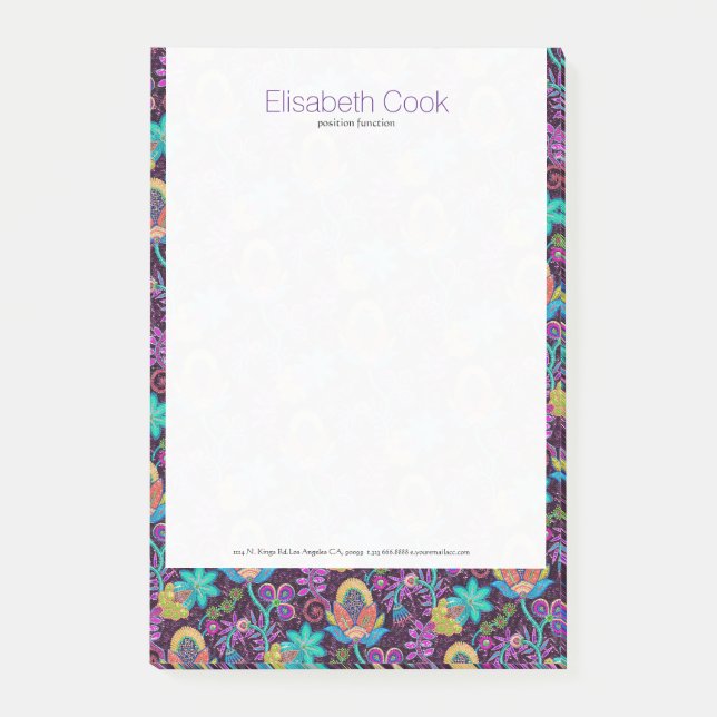Colourful Floral Design Faux Glass-Beads Post-it Notes (Front)