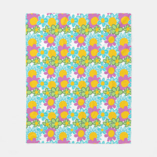 Colourful Floral Design Fleece Blanket