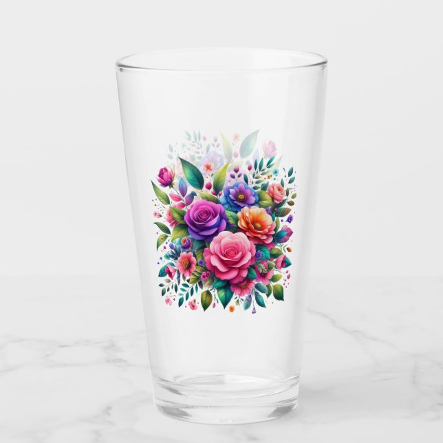 Colourful Floral Design  Glass (Front)