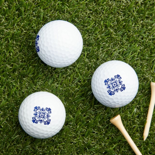 Colourful floral design golf balls (Insitu Grass)