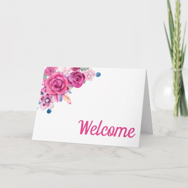 Colourful Floral Design Welcome Thank You Card (Front)