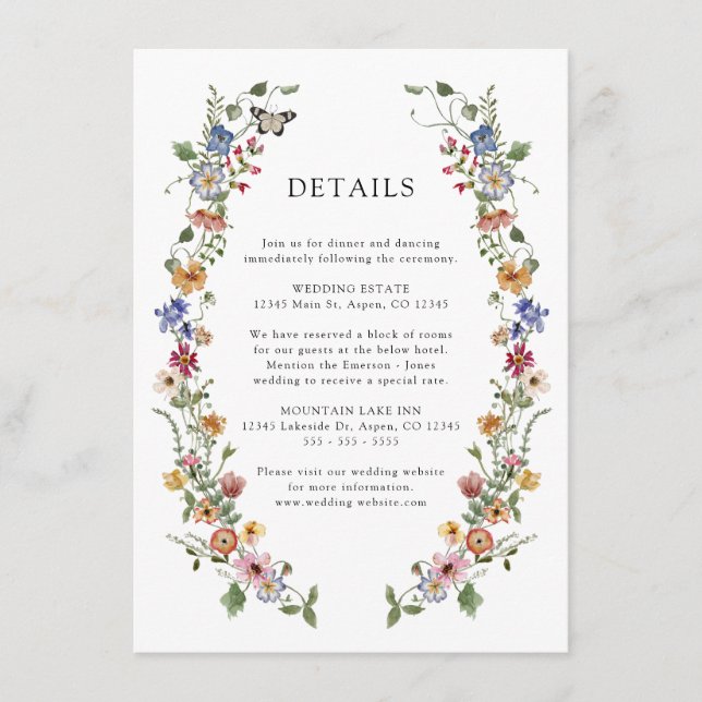 Colourful Floral Details Enclosure Card (Front)