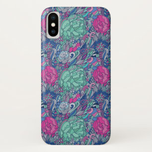 Colourful Floral Doodle Pattern iPhone X Case