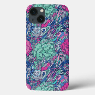 Colourful Floral Doodle Pattern iPhone 13 Case
