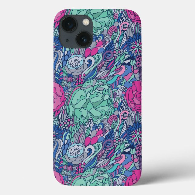 Colourful Floral Doodle Pattern Case-Mate iPhone Case (Back)