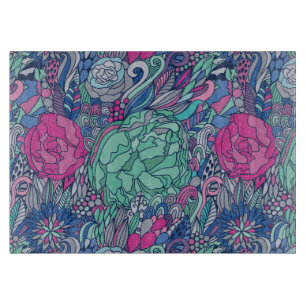 Colourful Floral Doodle Pattern Cutting Board