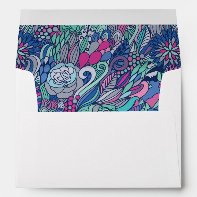 Colourful Floral Doodle Pattern Envelope (Back (Bottom))