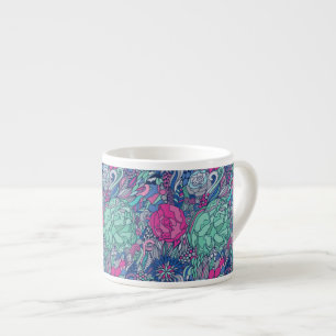 Colourful Floral Doodle Pattern Espresso Cup