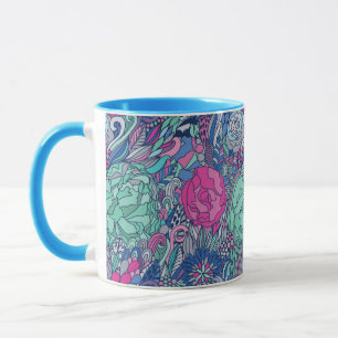 Colourful Floral Doodle Pattern Mug