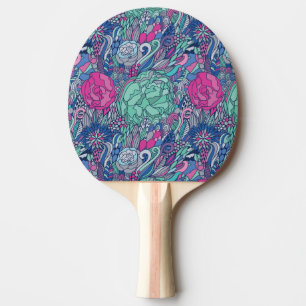 Colourful Floral Doodle Pattern Ping Pong Paddle