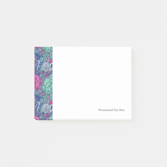 Colourful Floral Doodle Pattern Post-it Notes (Front)