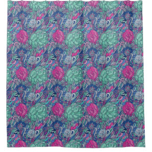 Colourful Floral Doodle Pattern Shower Curtain