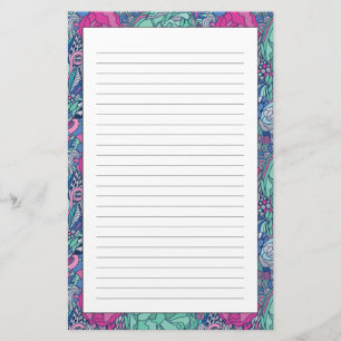 Colourful Floral Doodle Pattern Stationery