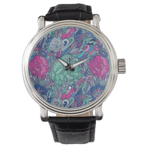 Colourful Floral Doodle Pattern Watch