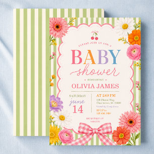 Colourful Floral Dopamine Happy Baby Shower Invitation
