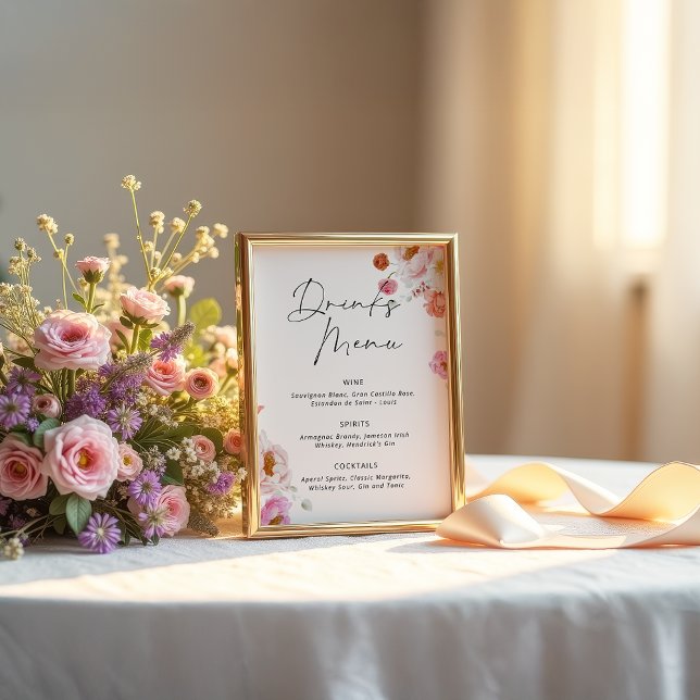 Colourful Floral Drinks Menu Bridal Shower Poster (Creator Uploaded)