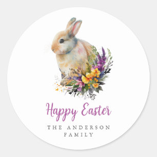 Colourful Floral Easter Classic Round Sticker