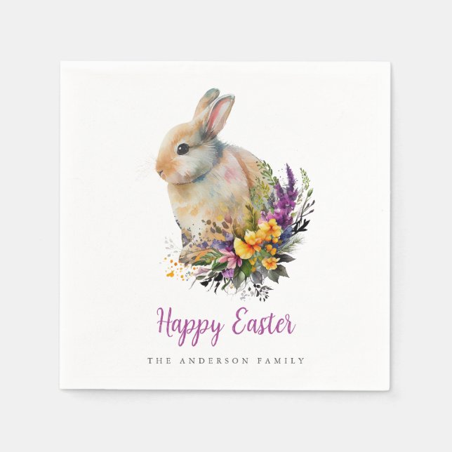Colourful Floral Easter Napkin (Front)