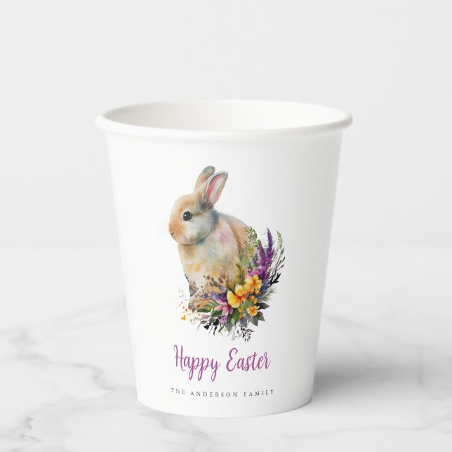 Colourful Floral Easter Paper Cups (Front)