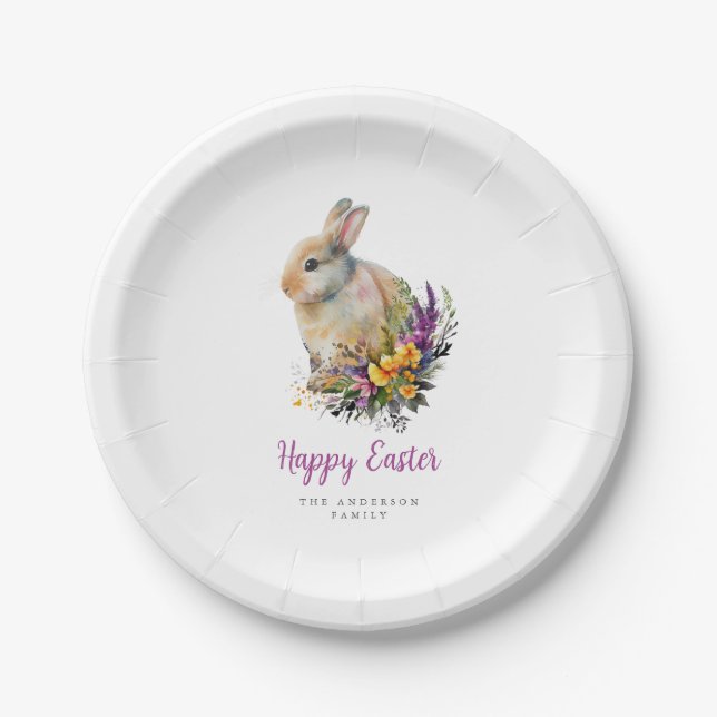 Colourful Floral Easter Paper Plate (Front)