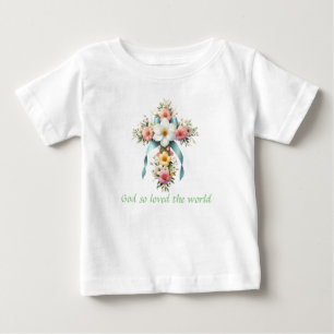 Colourful Floral Easter/Spring Cross Baby T-Shirt