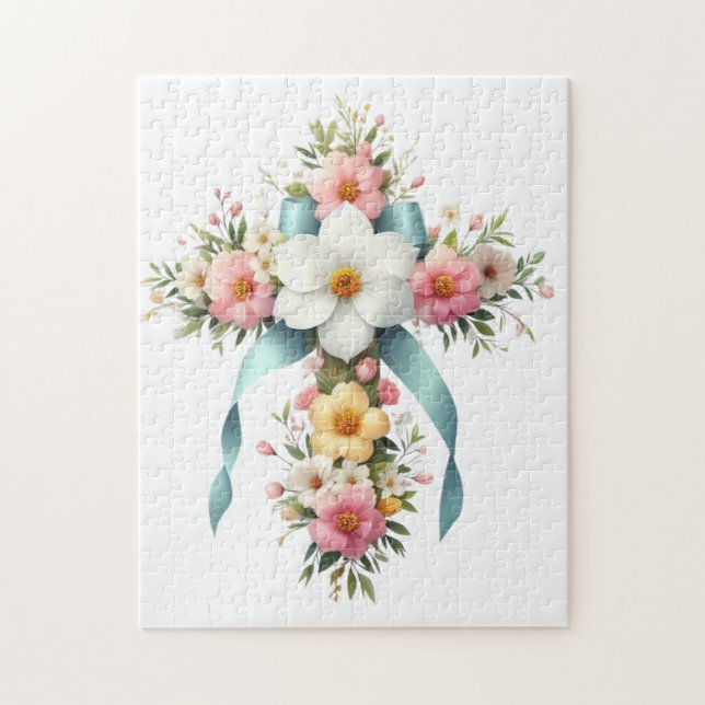 Colourful Floral Easter/Spring Cross Jigsaw Puzzle (Vertical)