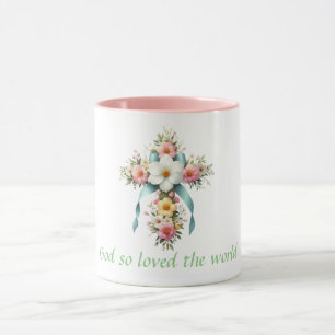Colourful Floral Easter/Spring Cross Mug