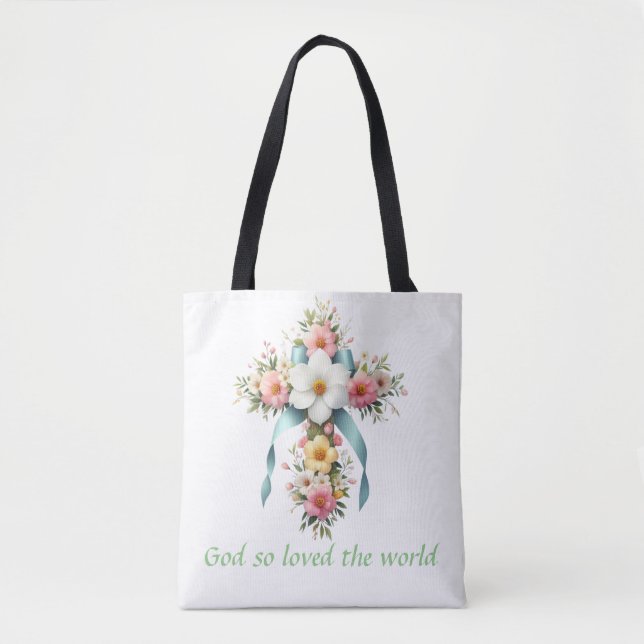 Colourful Floral Easter/Spring Cross Tote Bag (Front)