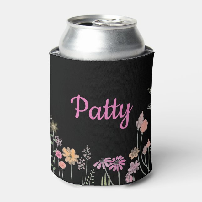 Colourful Floral Editable Insulated Can Cooler (Can Front)