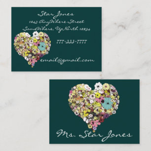 Colourful Floral Elegant Heart filled with flowers Business Card