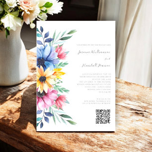 colourful floral elegant  qr code wedding website  invitation