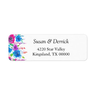 Colourful Floral Elegant Watercolor Flowers Return Address Label