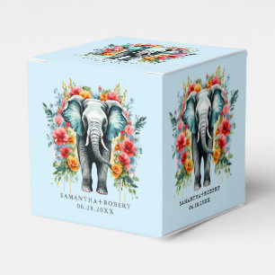 Colourful Floral Elephant Favour Box