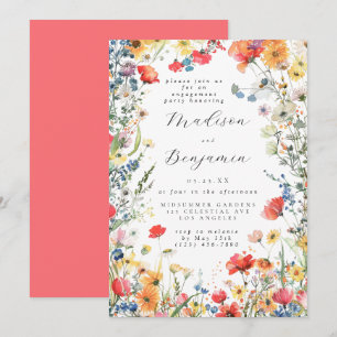 Colourful Floral Engagement Party Invitation