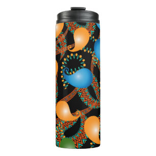 Colourful floral ethnic 3d Paisley seamless patter Thermal Tumbler